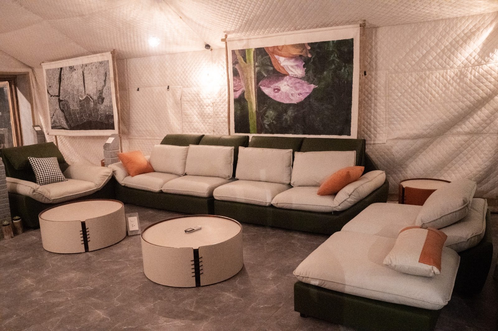 Contemporary Royal Cottage - Relax in a beautifully designed seating area featuring a stylish sofa and artistic décor, creating the perfect space to unwind.